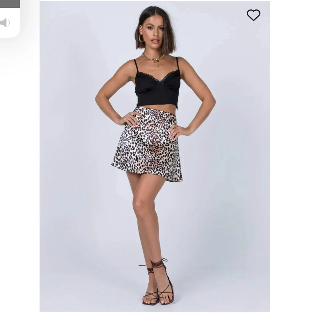 Princess Polly Leopard Print Mini Skirt in Black, Cream and Brown - Picture 1 of 11